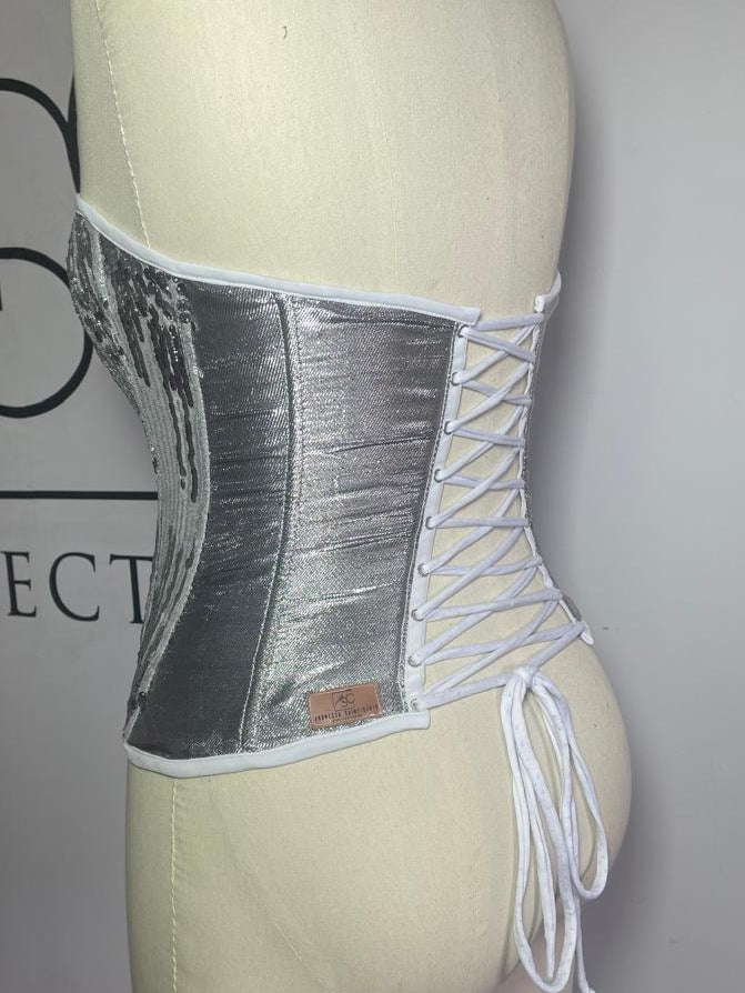 Corselet Patchwork Prata de Paillettes