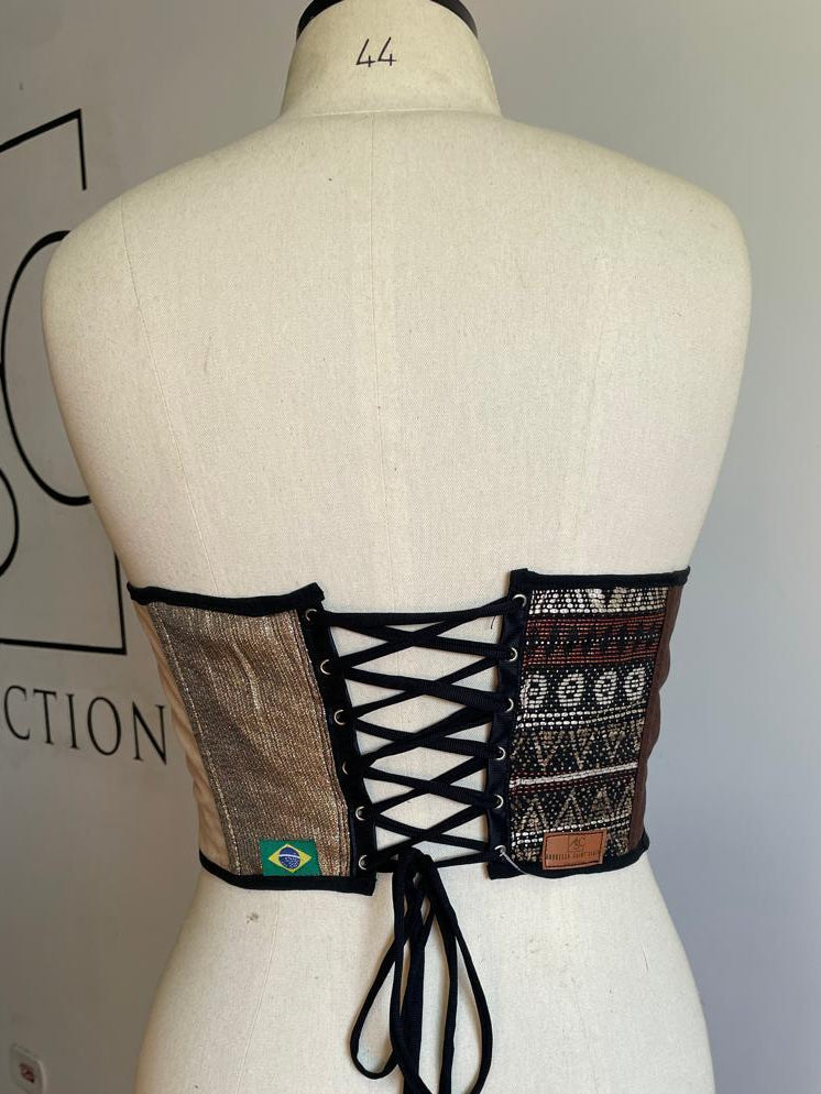 Cropped Patchwork marron
