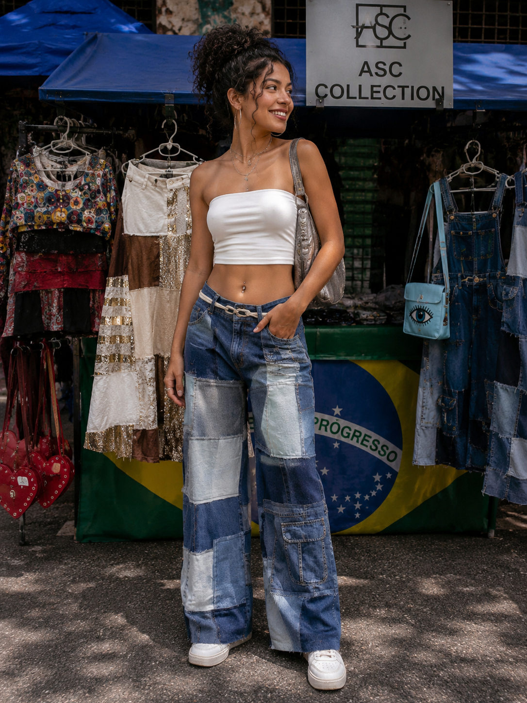 Calça Patchwork Denim
