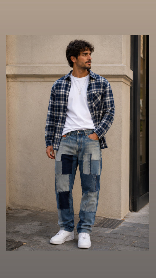 Calça patchwork unisex