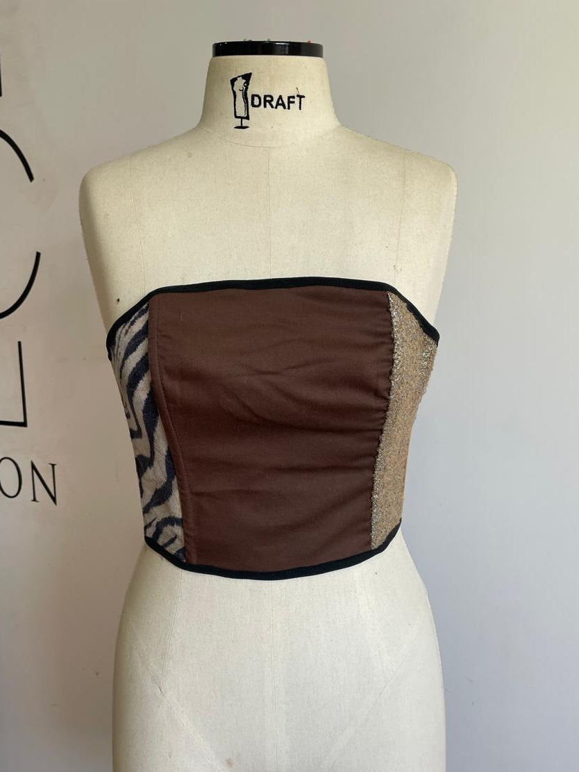 Cropped Patchwork marron
