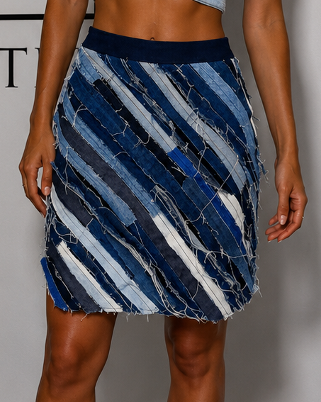 Saia Tiras Denim