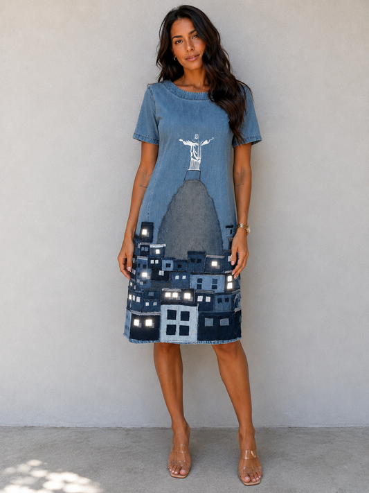 Vestido Cristo Redentor | Moda Autoral Upcycling Jeans